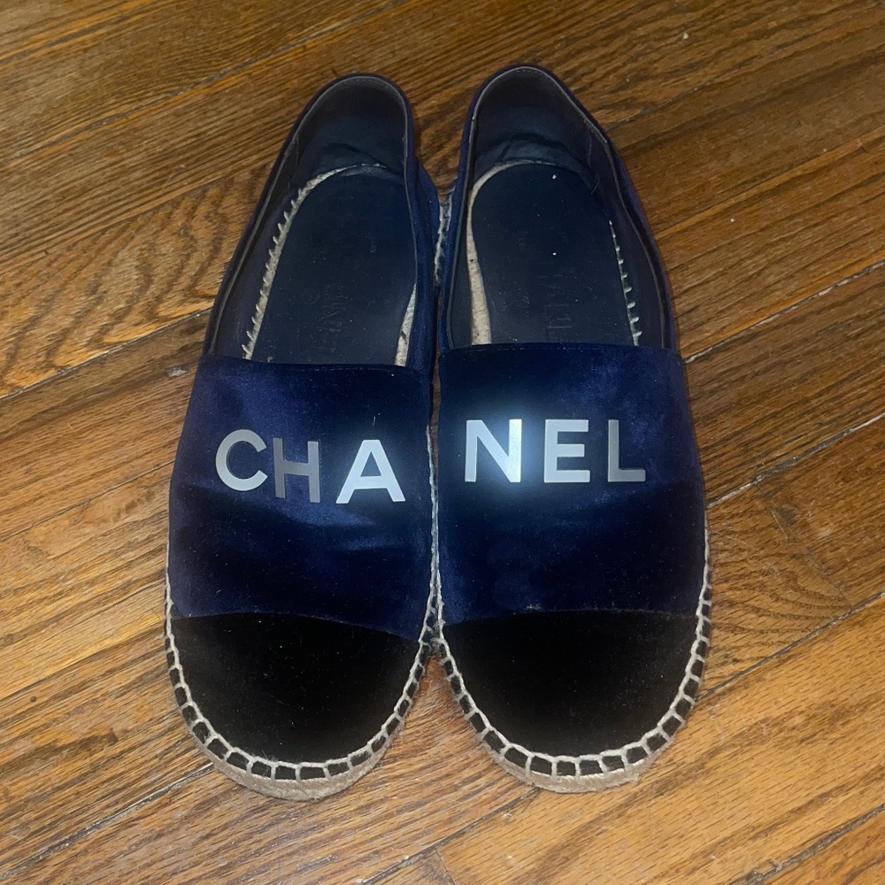 Chanel Blue Velvet Espadrilles